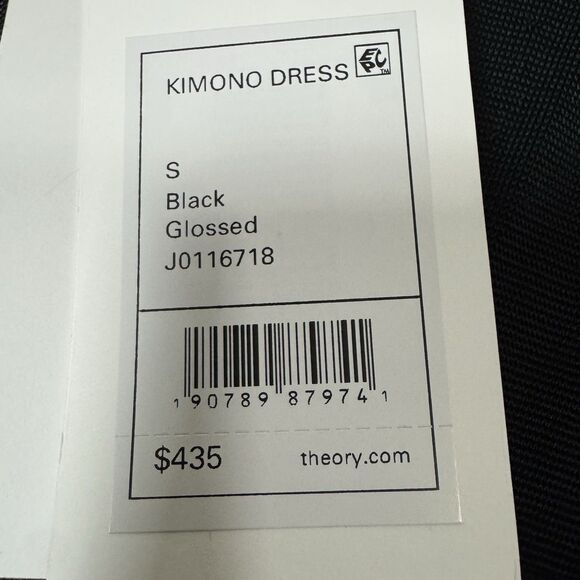 NWT Theory Kimono Illusion Fitted Dress in Black Glossed Women Size Small S LBD - Picture 15 of 16